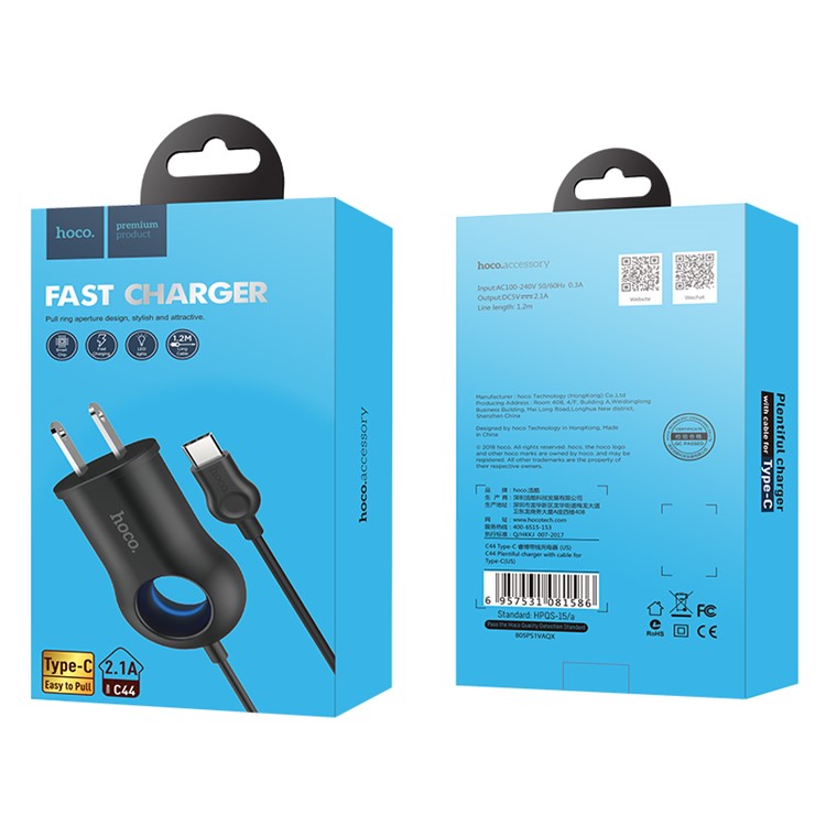 HOCO C44 Plentiful Wall Charger with Type-C Cable (US Plug)-10