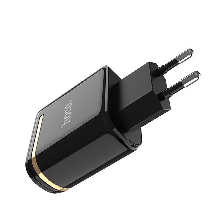 HOCO Enchanting C39A Dual USB Wall Charger Adapter with Digital Display for iPhone iPad Samsung Sony - EU Plug / Black-4