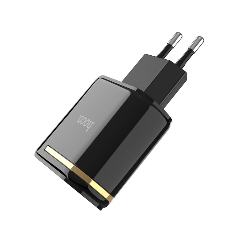 HOCO Enchanting C39A Dual USB Wall Charger Adapter with Digital Display for iPhone iPad Samsung Sony - EU Plug / Black-5