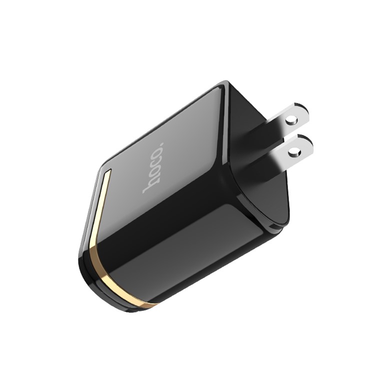 HOCO Enchanting C39 Dual USB Ports Wall Charger Adapter with Digital Display for iPhone iPad Samsung Sony - US Plug / Black-4