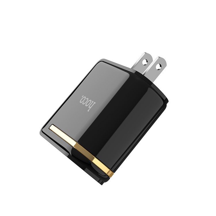 HOCO Enchanting C39 Dual USB Ports Wall Charger Adapter with Digital Display for iPhone iPad Samsung Sony - US Plug / Black-5