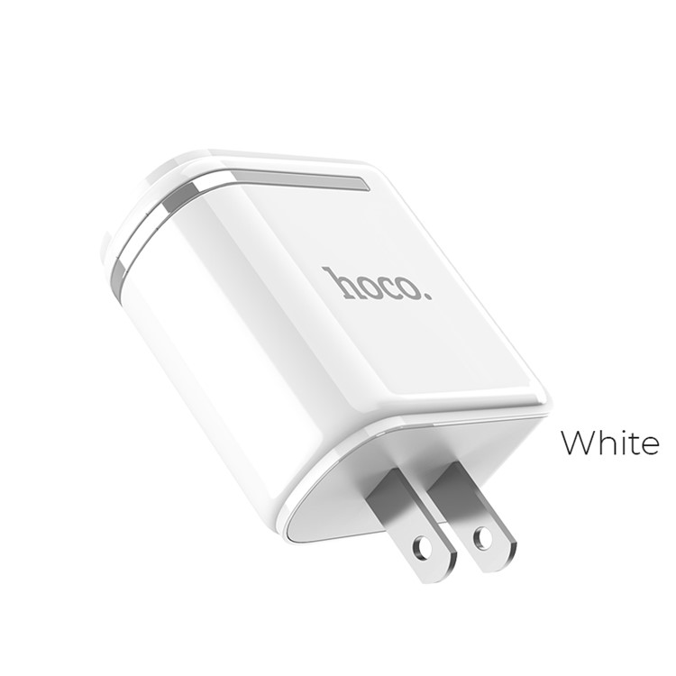 HOCO Enchanting C39 Dual USB Travel Wall Charger Adapter with Digital Display for iPhone iPad Samsung Sony - US Plug / White-2