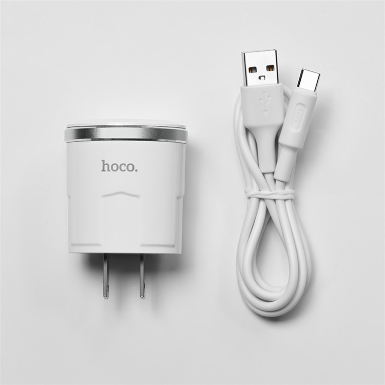 HOCO C37 Thunder Power Single USB Wall Charger + Type C Data Sync Charge Cable - US Plug-7
