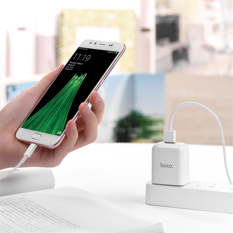 HOCO C49 Cool Treasure Single USB Port Wall Charger Adapter with Micro USB Cable Kit for Samsung Huawei Sony (US Plug)-10