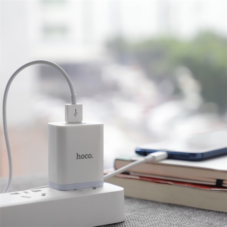 HOCO C50 Lustroso Afiado Carregador De Parede Dupla Porta USB + Tipo-c Conjunto De Carregamento De Cabo (certificação 3c) - Ficha CN-6