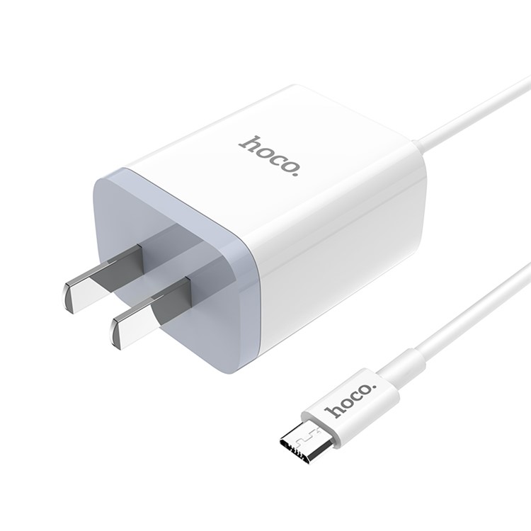 HOCO C50 Lustroso Afiado Carregador De Parede USB Dual Port + Conjunto De Carregamento De Cabo Micro USB (certificação 3c) - Ficha CN-1