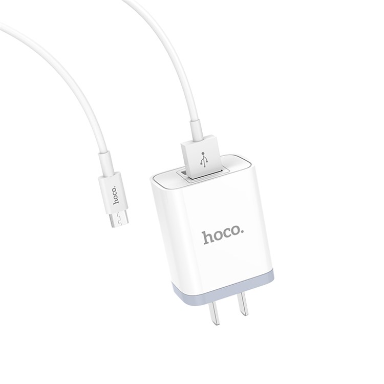 HOCO C50 Lustroso Afiado Carregador De Parede USB Dual Port + Conjunto De Carregamento De Cabo Micro USB (certificação 3c) - Ficha CN-3