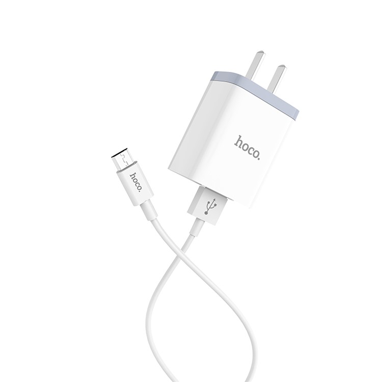 HOCO C50 Lustroso Afiado Carregador De Parede USB Dual Port + Conjunto De Carregamento De Cabo Micro USB (certificação 3c) - Ficha CN-4