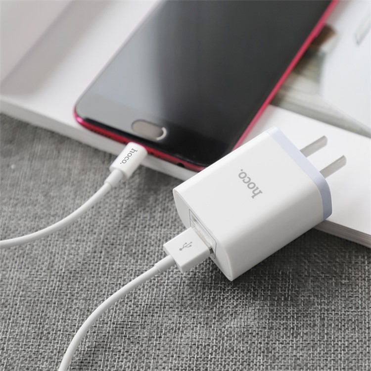 HOCO C50 Lustroso Afiado Carregador De Parede USB Dual Port + Conjunto De Carregamento De Cabo Micro USB (certificação 3c) - Ficha CN-7