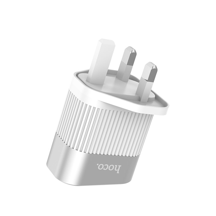 HOCO C40B Speedmaster Dual USB Wall Charger Adapter with Digital Display for iPhone iPad Samsung Sony - - UK Plug/White-2