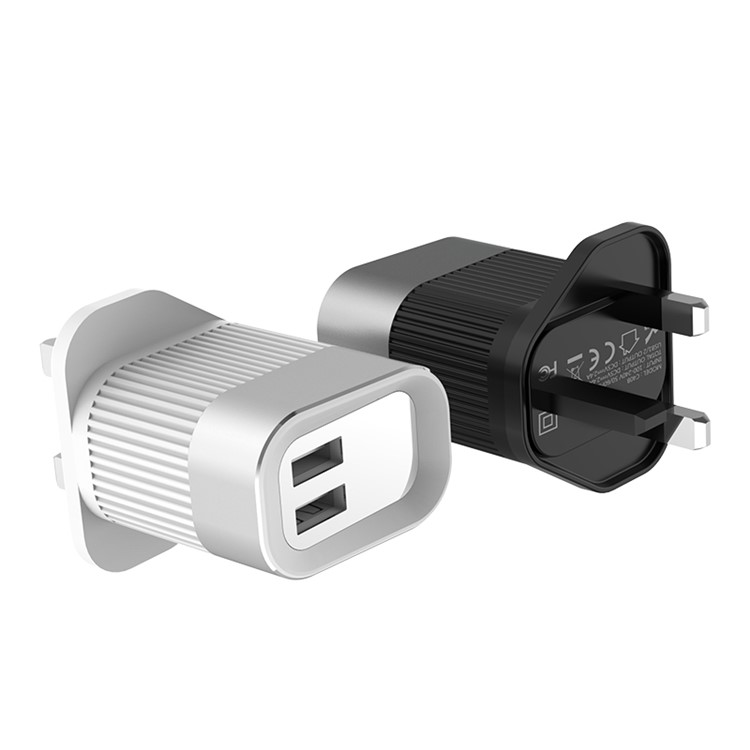 HOCO C40B Speedmaster Dual USB Wall Charger Adapter with Digital Display for iPhone iPad Samsung Sony - - UK Plug/White-3