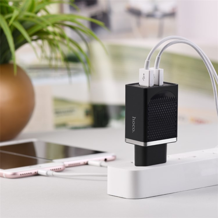 HOCO C43A Vast Power  Dual USB Wall Charger Adapter for iPhone iPad Samsung Sony - EU Plug / Black-5