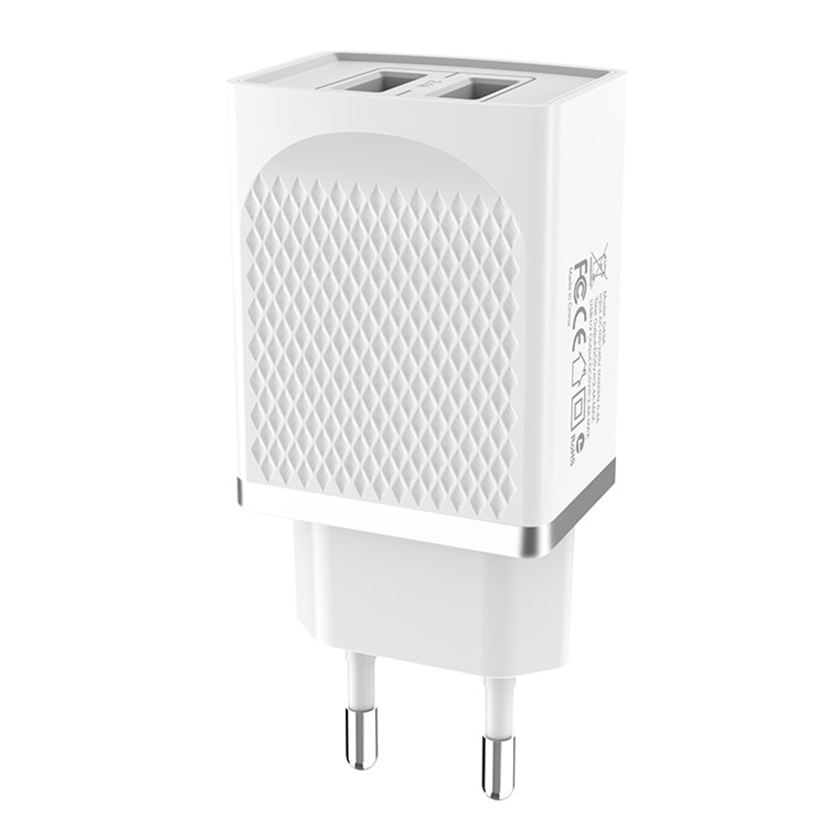 HOCO C43A Vast Power Dual USB Wall Charger Adapter for iPhone iPad Samsung Sony - EU Plug / White-2
