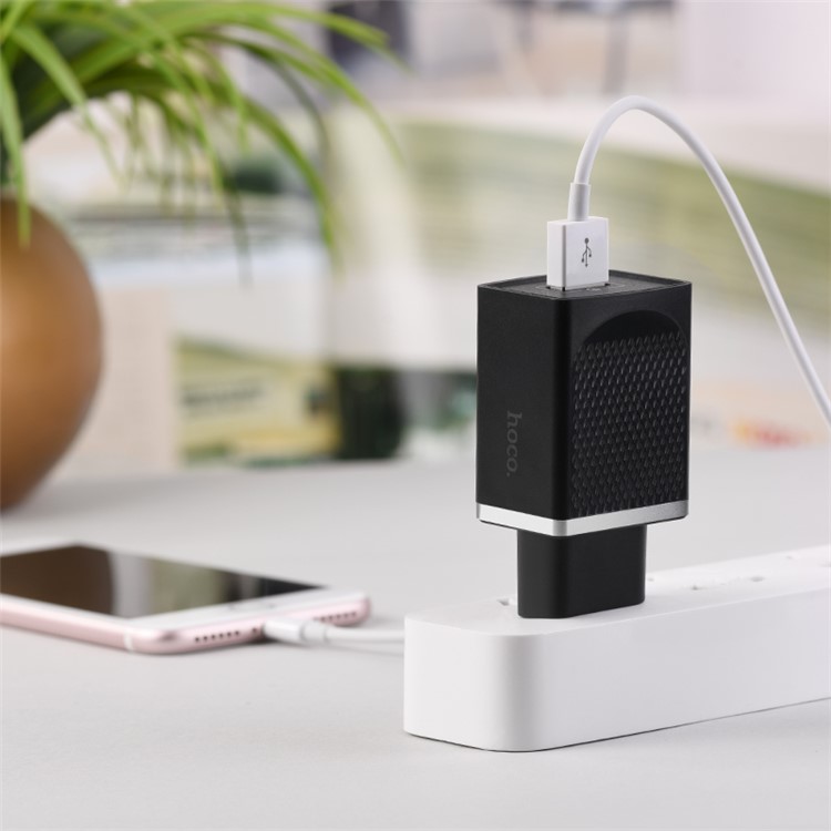 HOCO C42A Vast Power QC3.0 Single Port Wall Charger for Xiaomi iPhone Samsung etc Smartphones and Tablets - EU Plug/Black-5