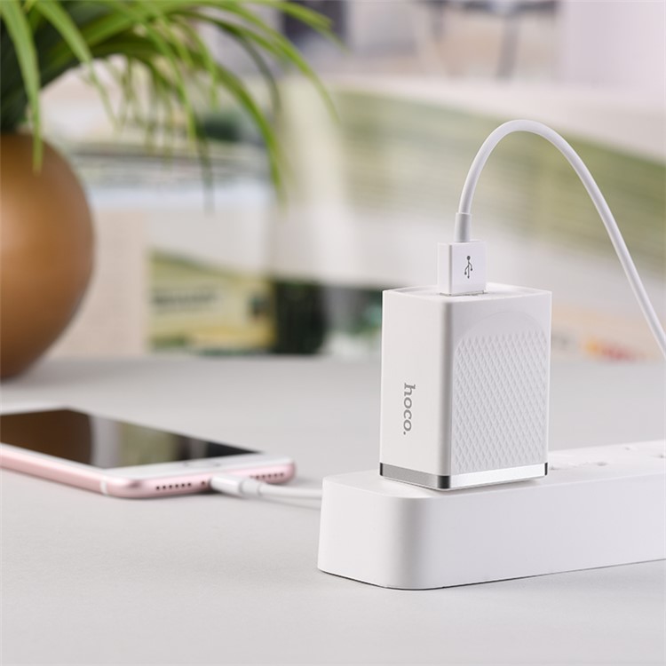 HOCO C42 Vast Power QC3.0 Single Port Wall Charger for Xiaomi iPhone Samsung, etc - White / US Plug-3
