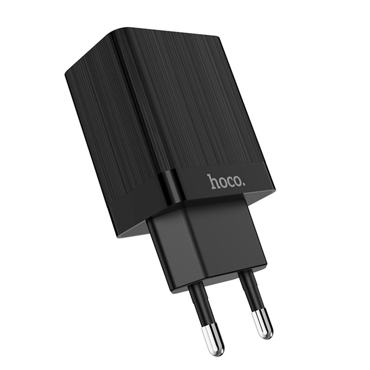 HOCO C51A Prestige Dual USB Ports Wall Charger Adapter - Black / EU Plug-2