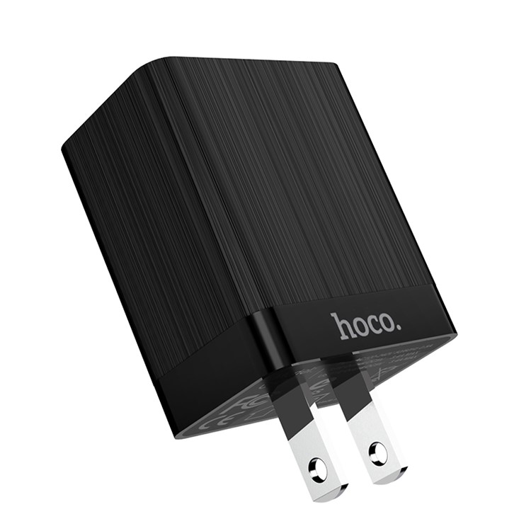 HOCO C51 Prestige Dual USB Ports Wall Charger Adapter US Plug - Black-2