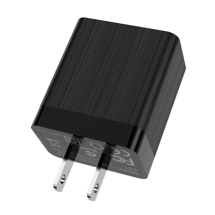 HOCO C51 Prestige Dual USB Ports Wall Charger Adapter US Plug - Black-3
