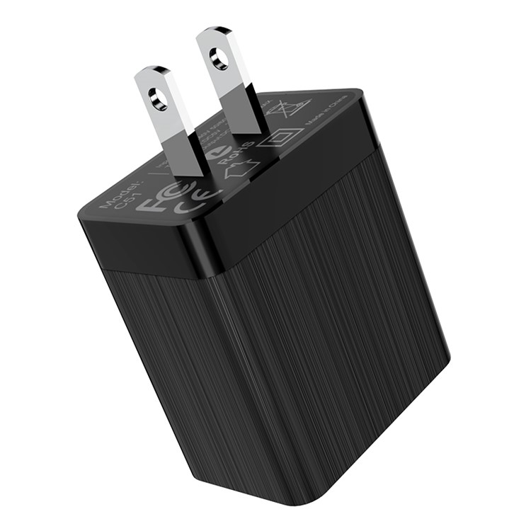 HOCO C51 Prestige Dual USB Ports Wall Charger Adapter US Plug - Black-4