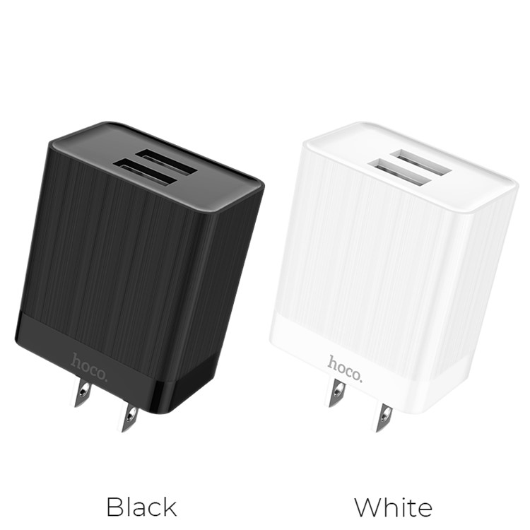 HOCO C51 Prestige Dual USB Ports Wall Charger Adapter US Plug - Black-7