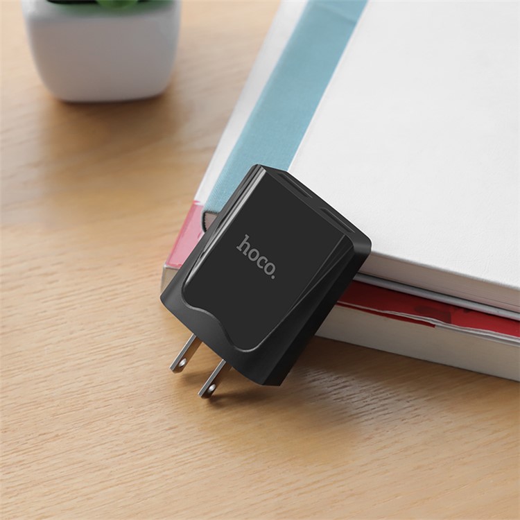 HOCO C54 Authority Power 5V/2.1A Dual USB Port Charger for iPhone Samsung Huawei Etc - Black / US Plug-4