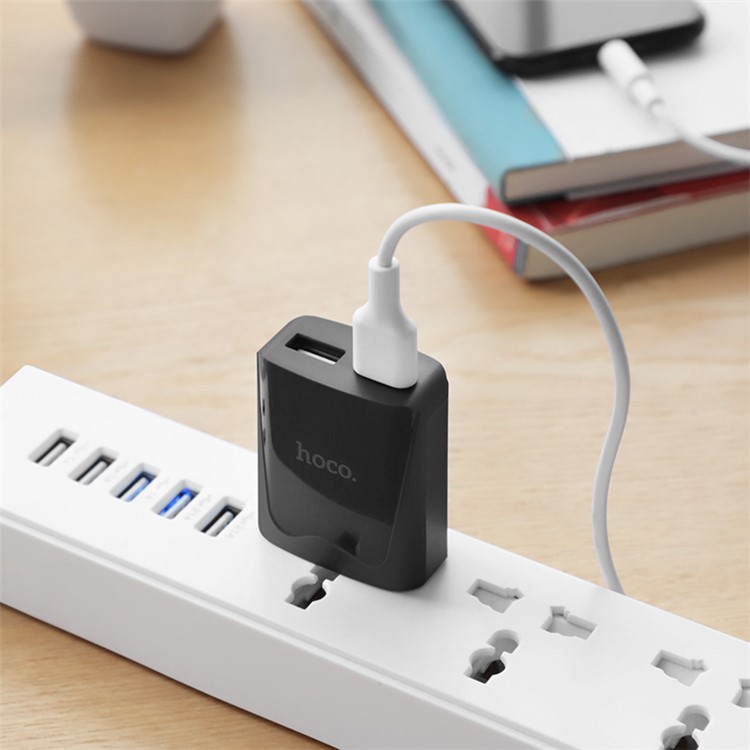 HOCO C54 Authority Power 5V/2.1A Dual USB Port Charger for iPhone Samsung Huawei Etc - Black / US Plug-5