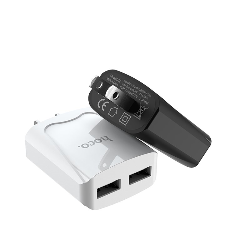 HOCO C54 Autorität Power 5 V / 2.1A Dual USB Port Ladegerät Für Iphone Samsung Huawei Etc. - Weiß / US-Stecker-4