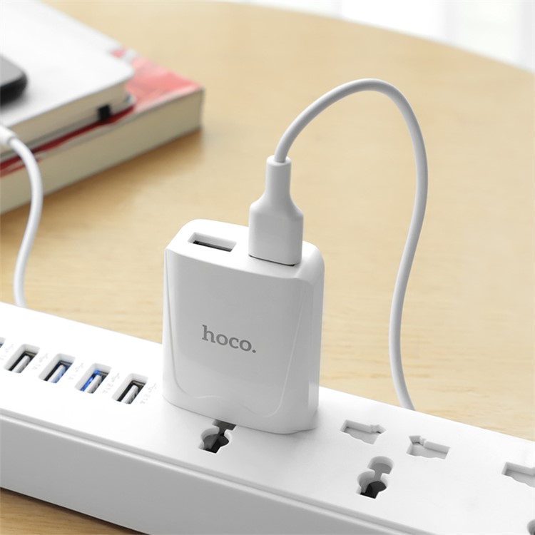 HOCO C54 Autorität Power 5 V / 2.1A Dual USB Port Ladegerät Für Iphone Samsung Huawei Etc. - Weiß / US-Stecker-5