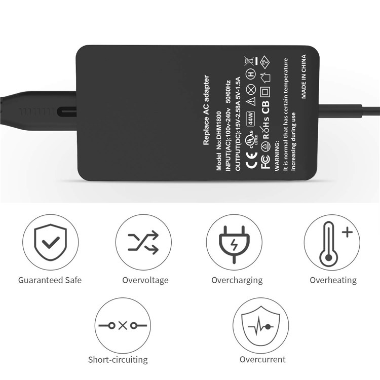 44W 15V 2.58A Netzteil-Ladegerät Mit USB-Ladeanschluss Für Microsoft Surface Pro 6/5/4/3 Usw. - EU-Stecker-8
