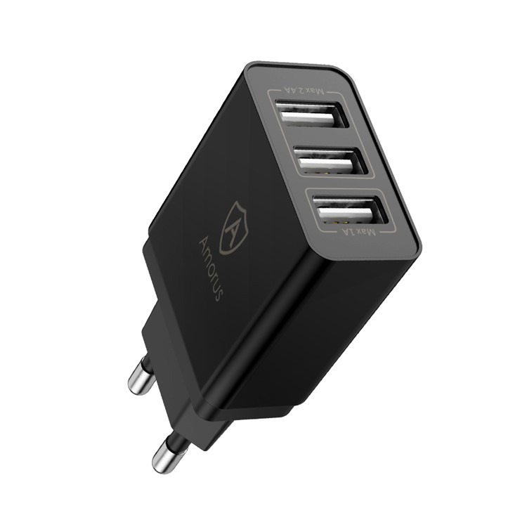 AMORUS ZX-3U01 3.1A 3 Ports USB USB Smart Travel Charger Adapter for iPhone/Samsung/Huawei, etc - EU Plug-4