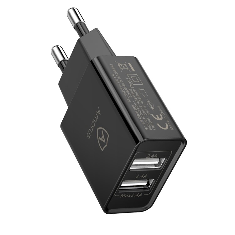 AMORUS ZX-2U15 2.4A Dual USB Ports Wall Charger Adapter EU Plug-3