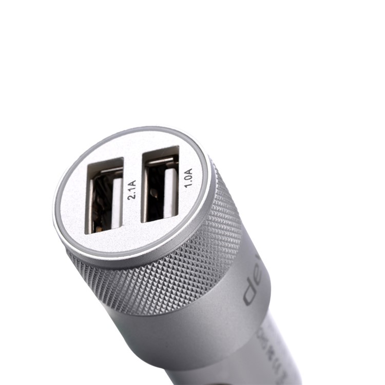 DEVIA 3.1A Dual USB Ports Aluminum Car Charger for iPhone iPad Samsung LG - Silver Color-4