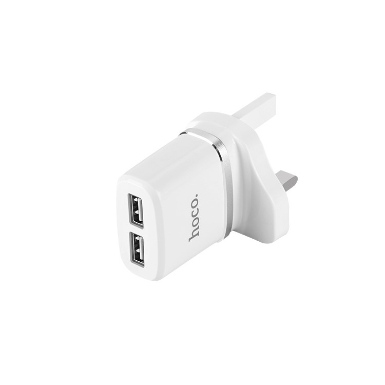 HOCO C12B Dual Port USB Wall Charger + Lightning 8 Pin Charging Cable Set - UK Plug-5