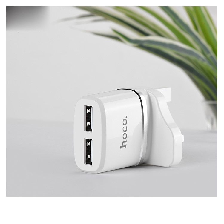 HOCO C12B Dual Port USB Wall Charger + Lightning 8 Pin Charging Cable Set - UK Plug-8