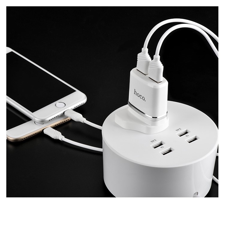 HOCO C12B Dual Port USB Wall Charger + Lightning 8 Pin Charging Cable Set - UK Plug-9