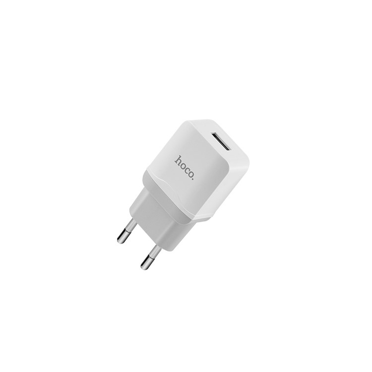 Adaptador de Teléfono HOCO C22A 2.4A Single USB Wall Superior Charger eu Plug - Blanco-4