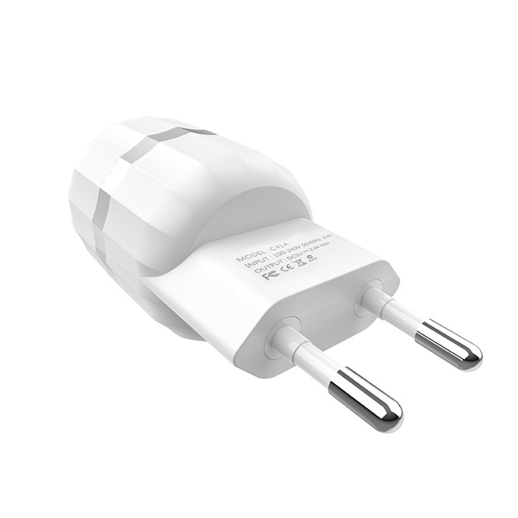 HOCO C41A Double Ports USB Wall Charger + Type-C Charging Cord Set - EU Plug-7