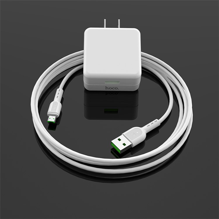 HOCO C66 Surpass Flash Fast Charge USB Wall Charger + Micro 4A Charging Cable Set - US Plug-4