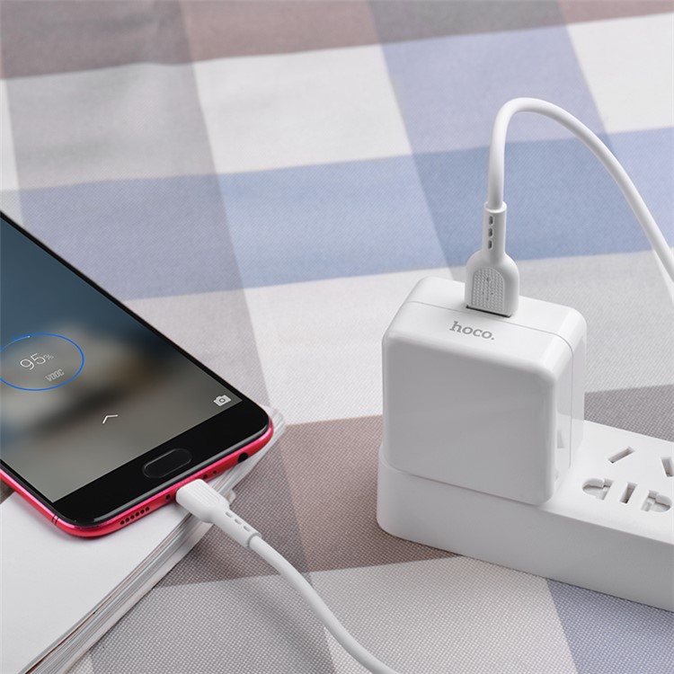 HOCO C66 Surpass Flash Fast Charge USB Wall Charger + Micro 4A Charging Cable Set - US Plug-5