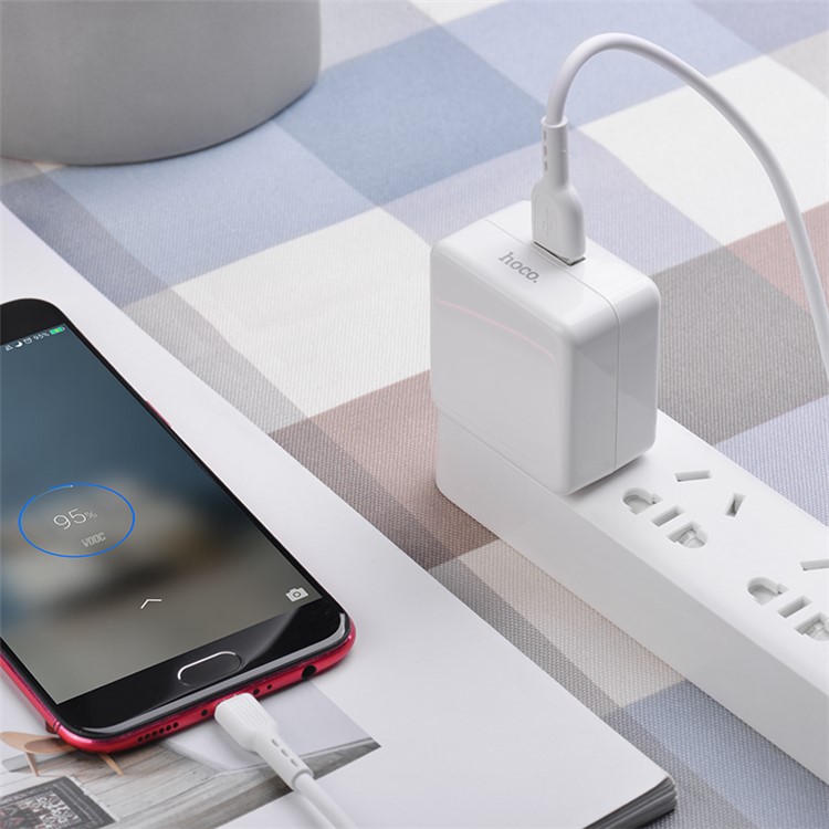 HOCO C66 Surpass Flash Fast Charge USB Wall Charger + Micro 4A Charging Cable Set - US Plug-7