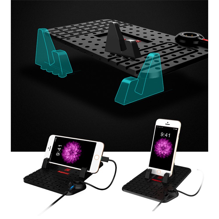 REMAX Car Mount Charging Stand for iPhone Samsung etc Smartphones - Black-8
