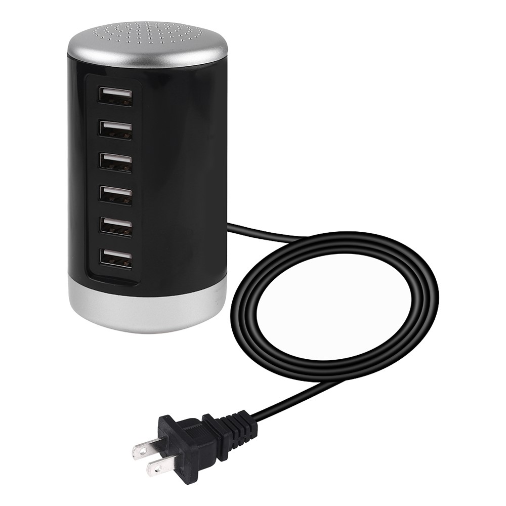 LD4 30W Intelligent 6-Port USB Desktop Plug-in Power Adapter AC100-240V - Black/US Plug-1