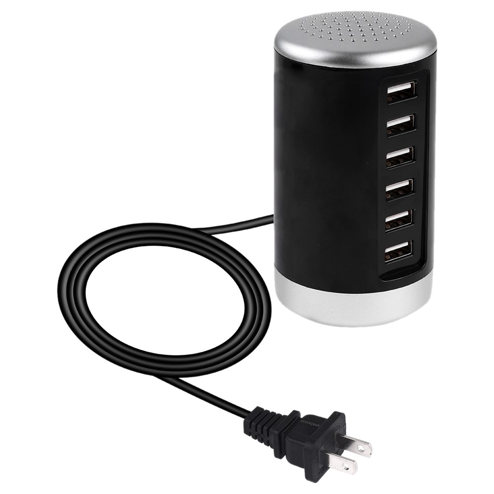 LD4 30W Intelligent 6-Port USB Desktop Plug-in Power Adapter AC100-240V - Black/US Plug-2
