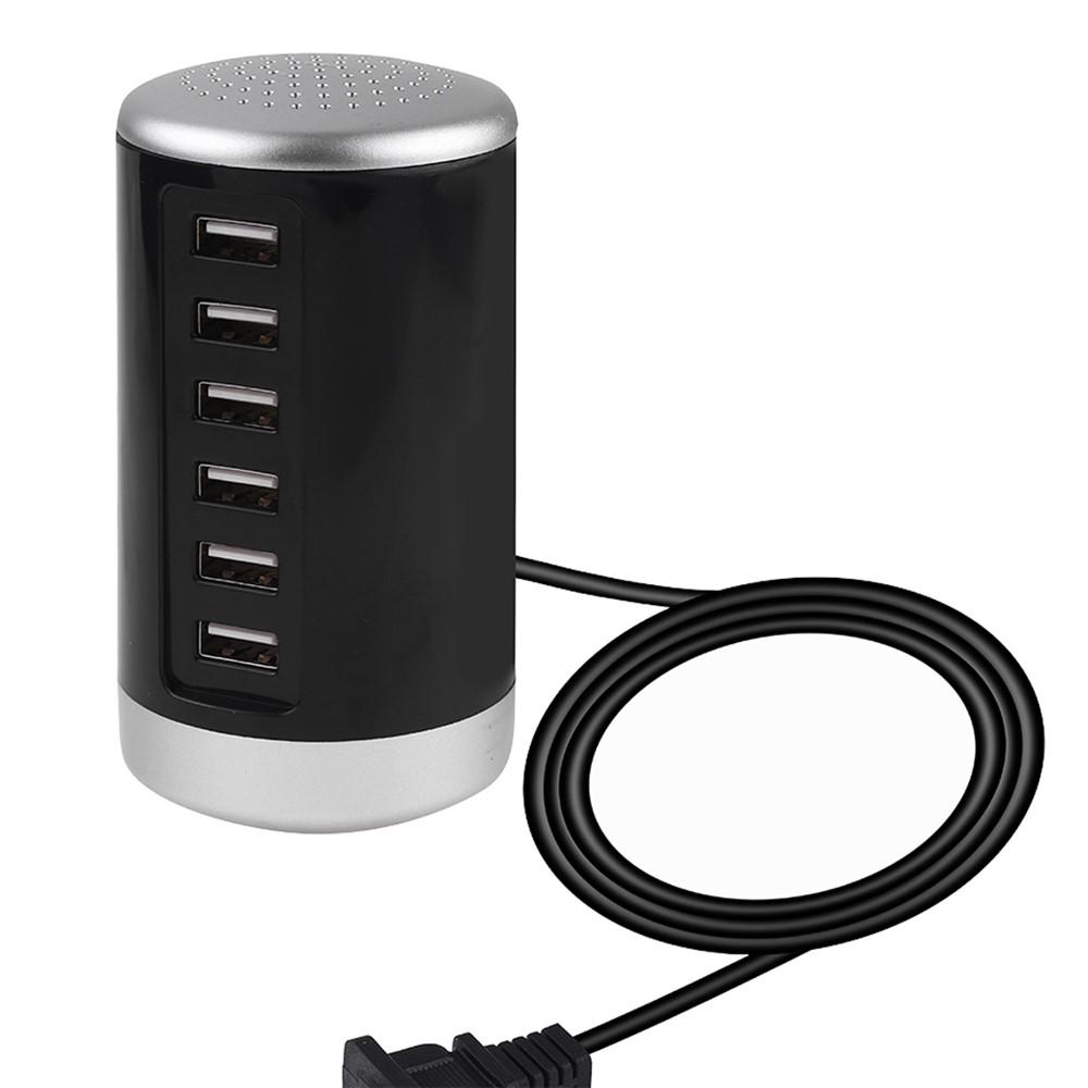 LD4 30W Intelligent 6-Port USB Desktop Plug-in Power Adapter AC100-240V - Black/UK Plug-1