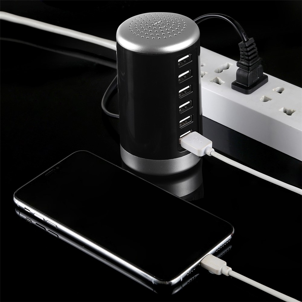 LD4 30W Intelligent 6-Port USB Desktop Plug-in Power Adapter AC100-240V - Black/UK Plug-5