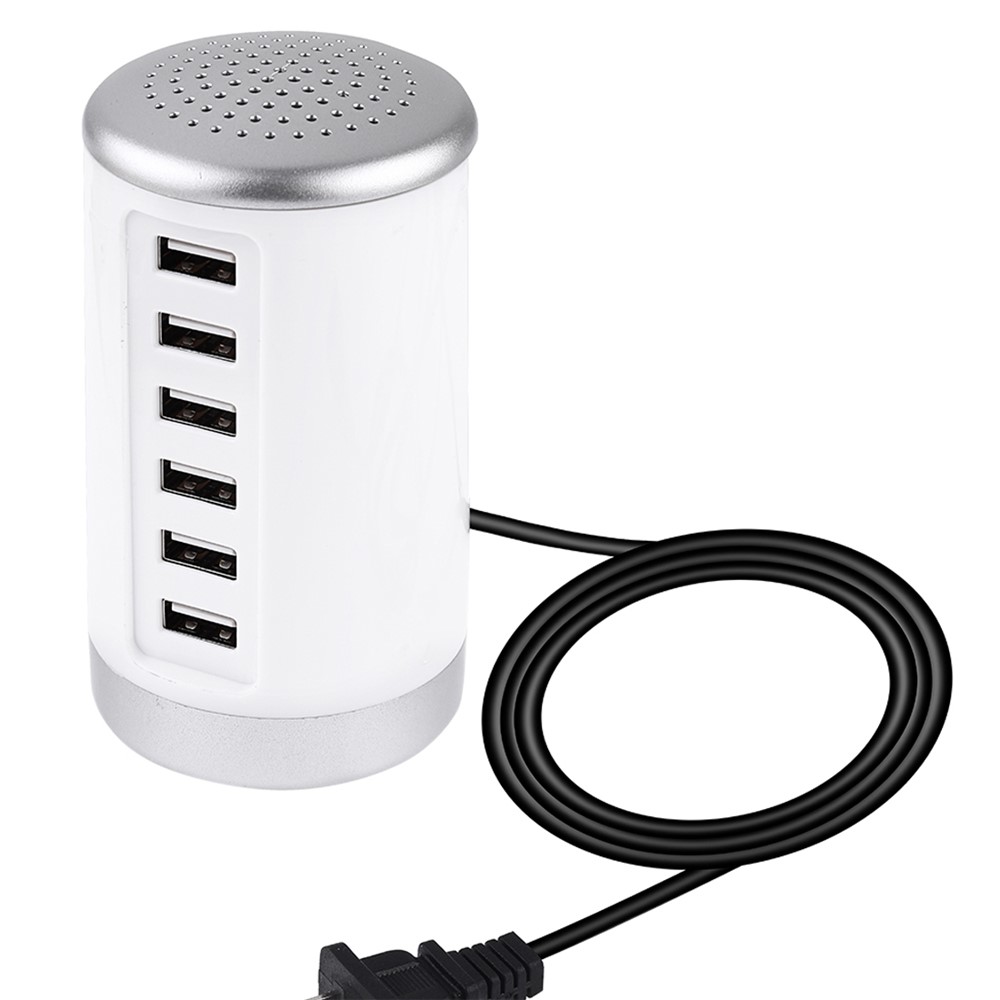 LD4 30W Intelligent 6-Port USB Desktop Plug-in Power Adapter AC100-240V - White/UK Plug-1