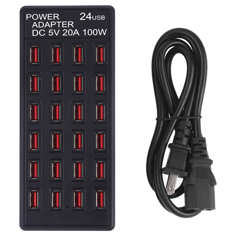 XLD-838 100W 24 USB Ports Power Adapter with Indicator Light AC 100-240V - US Plug-4