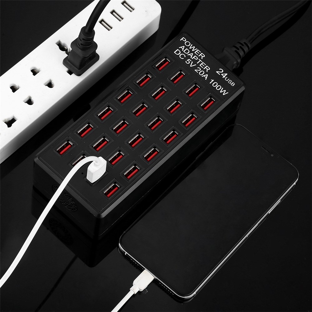 XLD-838 100W 24 USB Ports Power Adapter with Indicator Light AC 100-240V - US Plug-6