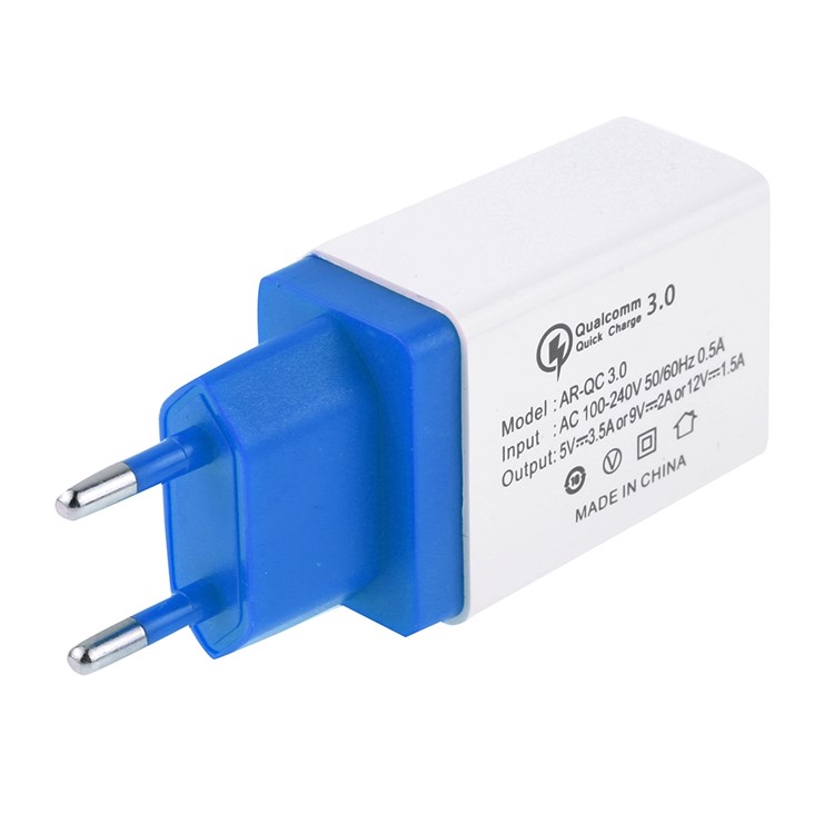 Cargador Rápido Cargador De Pared Adaptador De Enchufe De La UE Del Recorrido Del USB 3.5A QC3.0 - Azul Oscuro-2