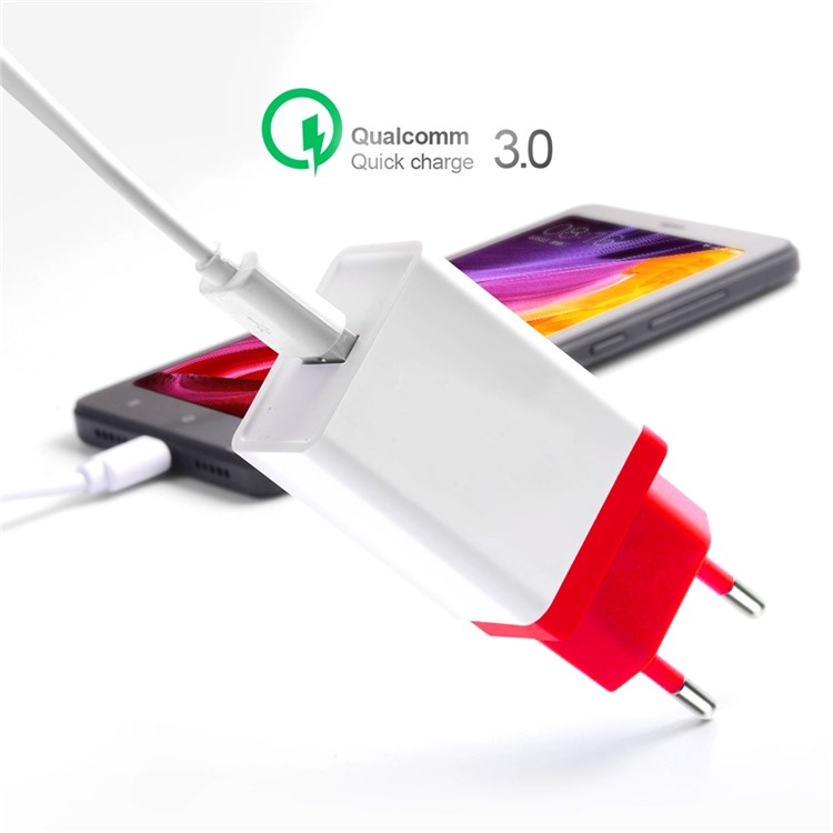 3.5A QC3.0 Быстрое Зарядное Устройство USB Зарядное Устройство Адаптер ЕС Плагин - Красный-4